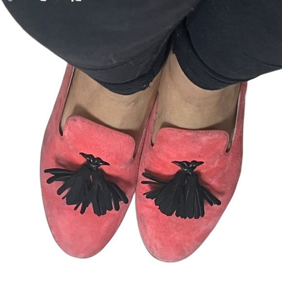 Giuseppe Zanotti Tasseled Suede Shoes Sz 37.5 US 7.5 Smoking Loafer Pink - Picture 3 of 7